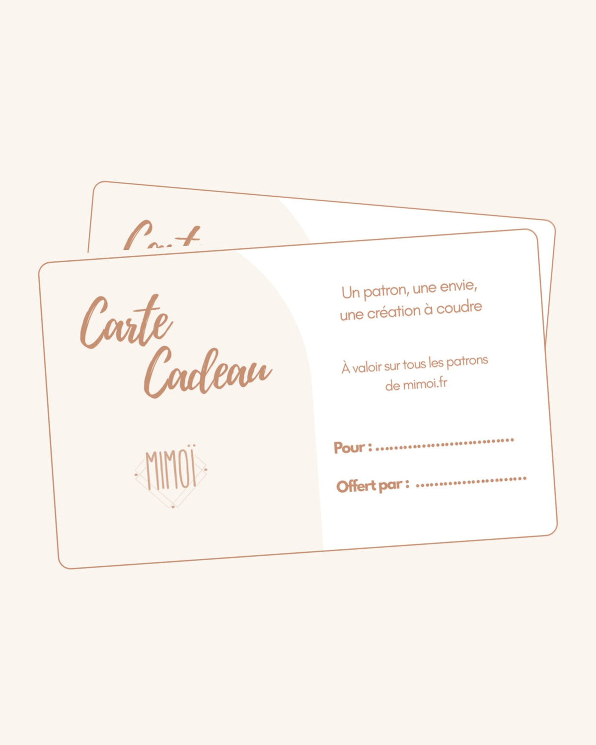 Carte cadeau Mimoï à offrir, valable sur tous les patrons de couture de mimoi.fr