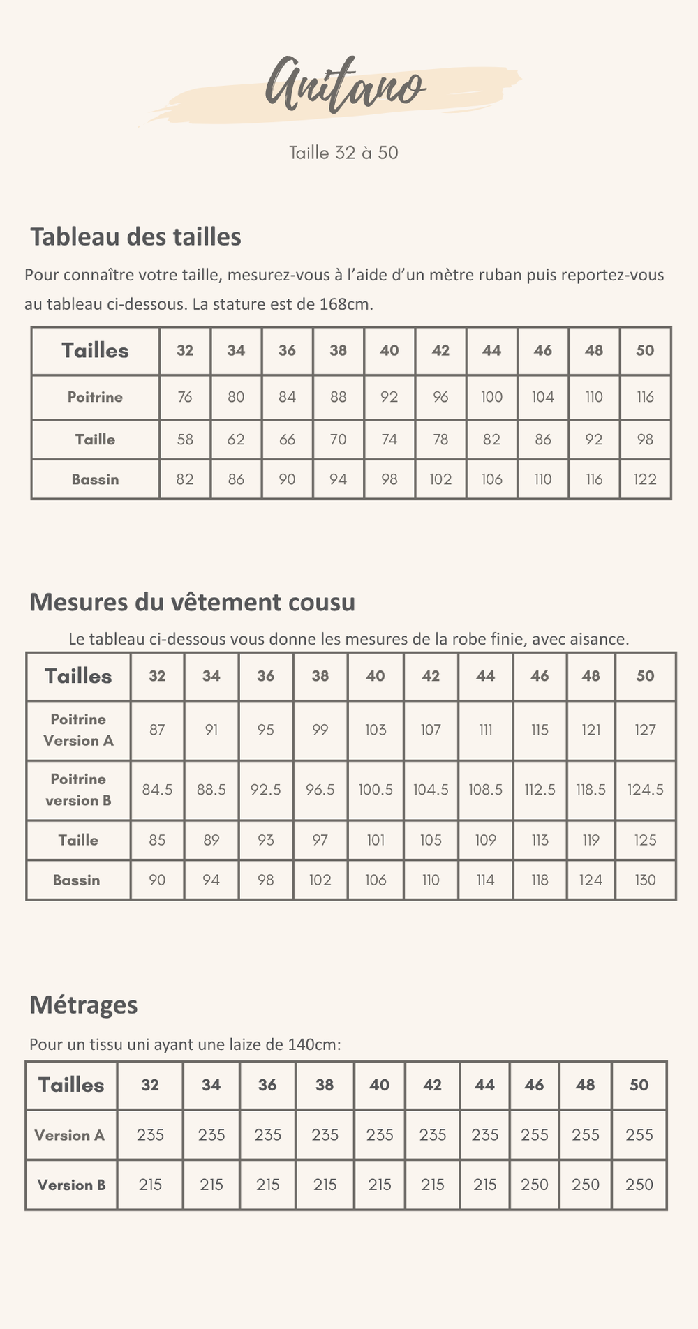 Guide des tailles