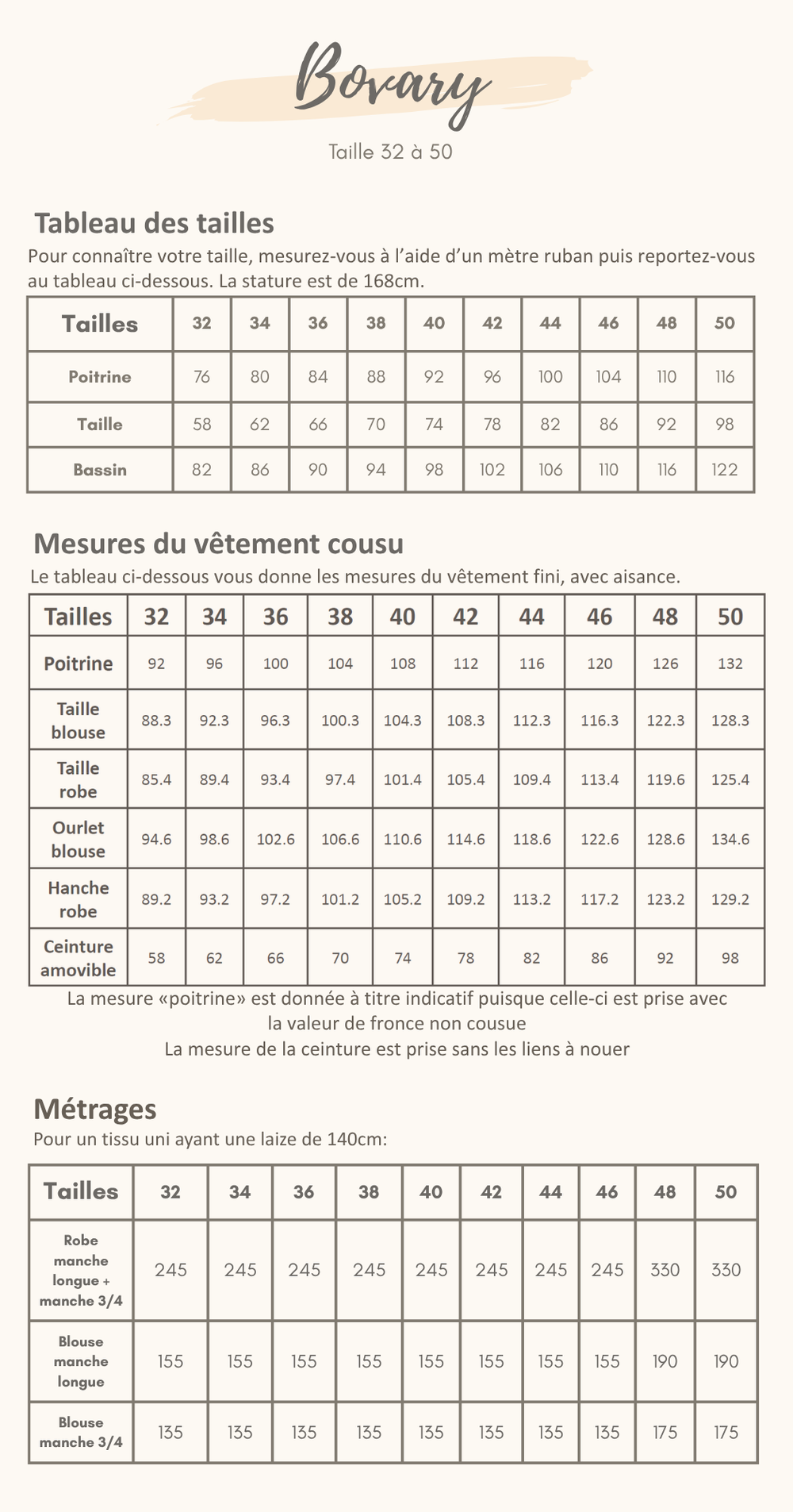 Guide des tailles