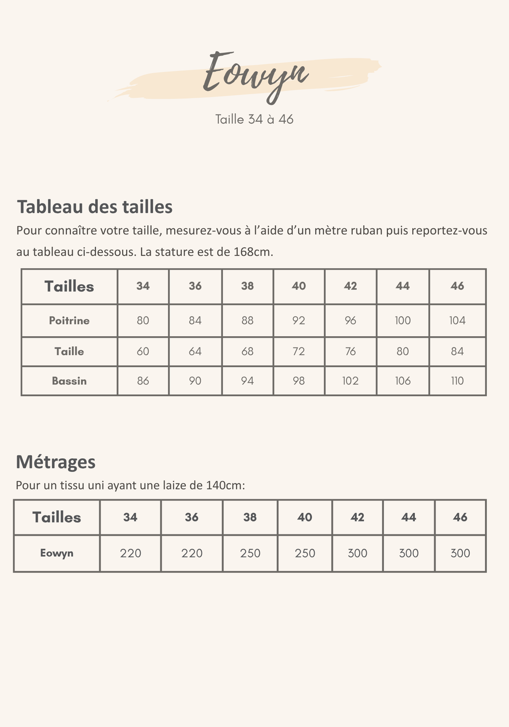 Guide des tailles