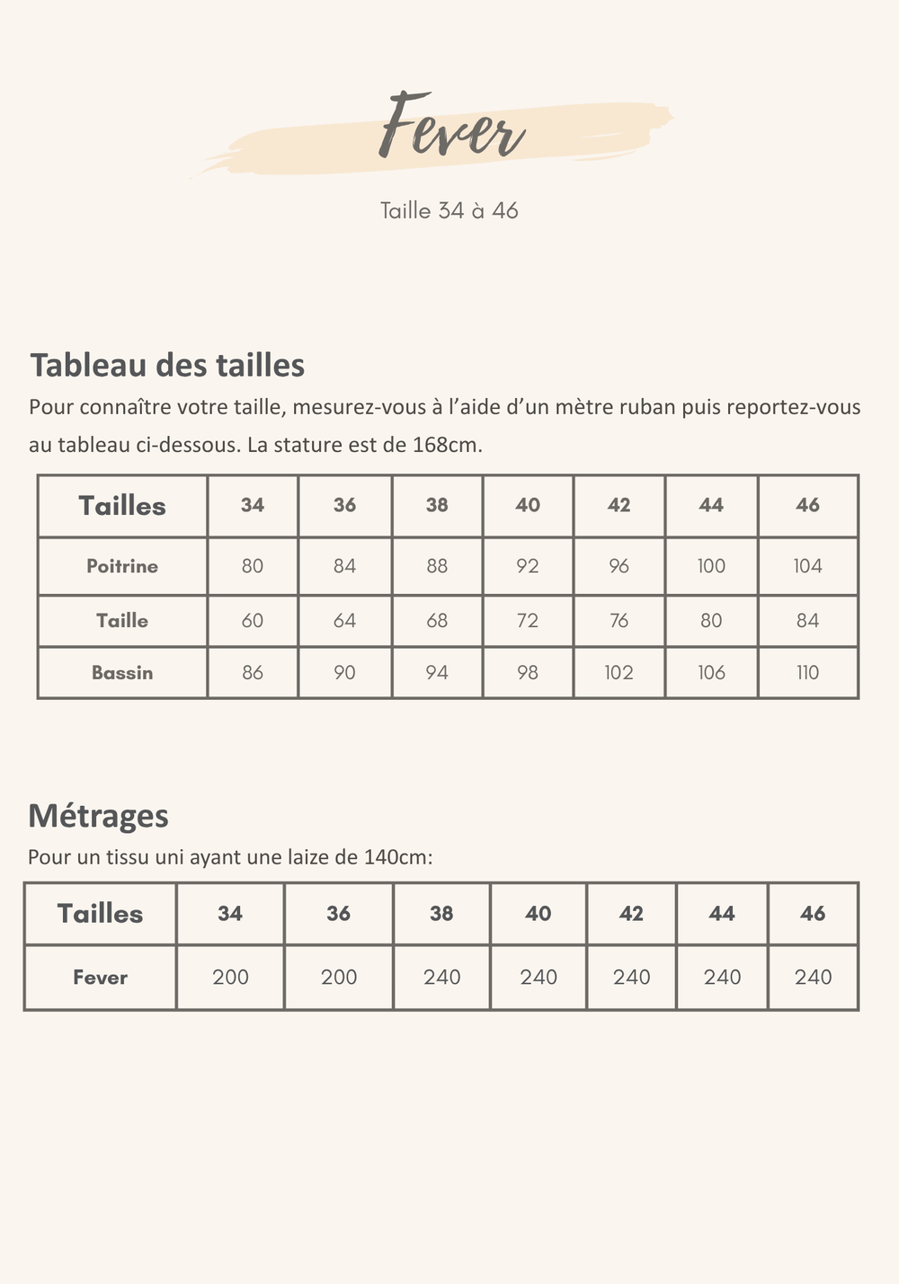 Guide des tailles