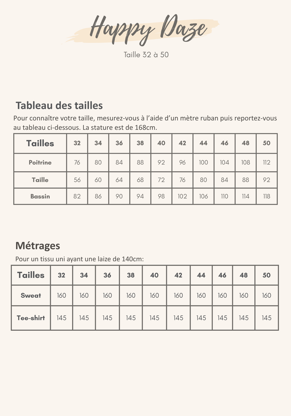 Guide des tailles