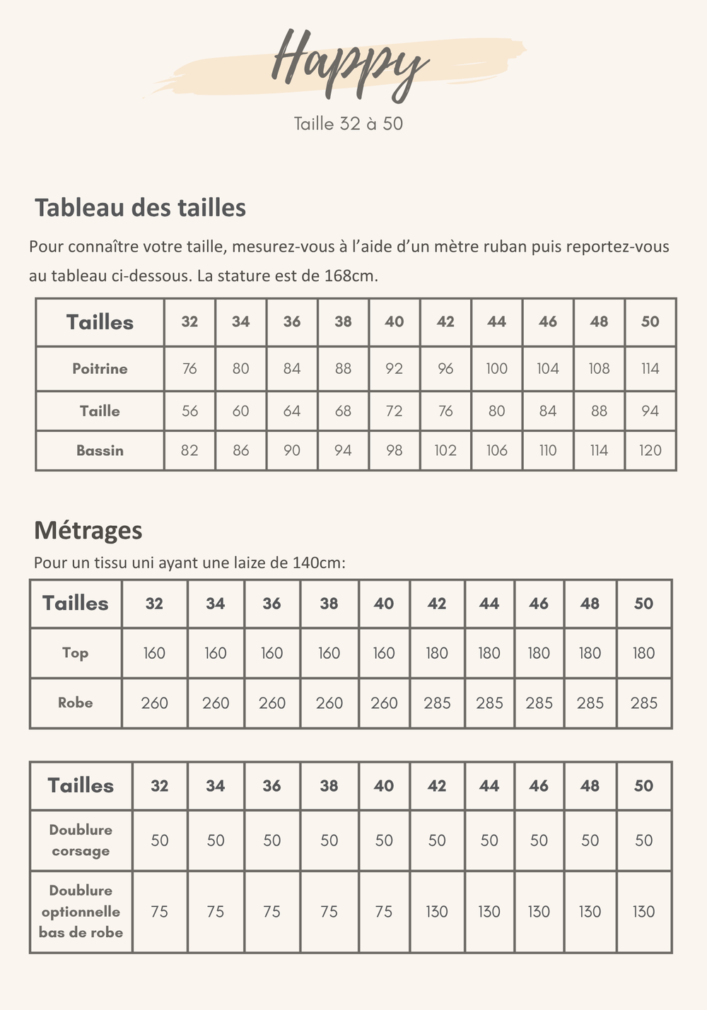 Guide des tailles