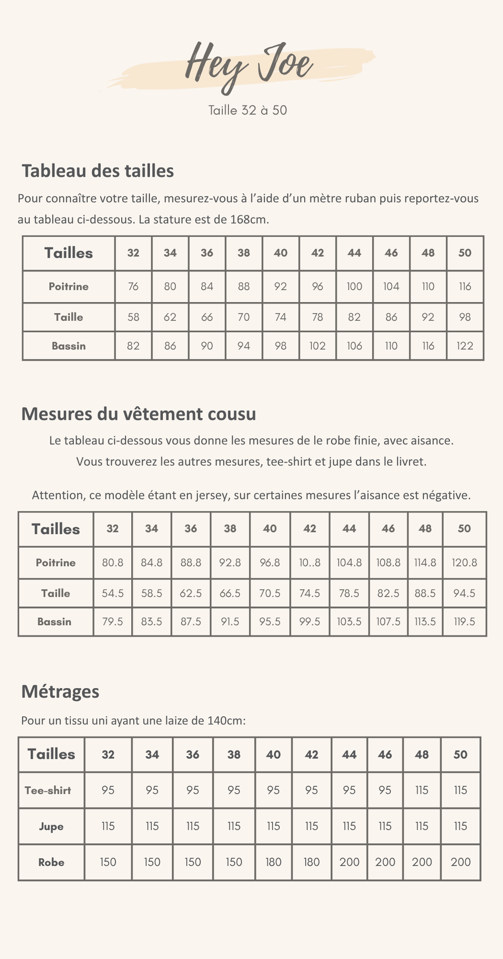 Guide des tailles
