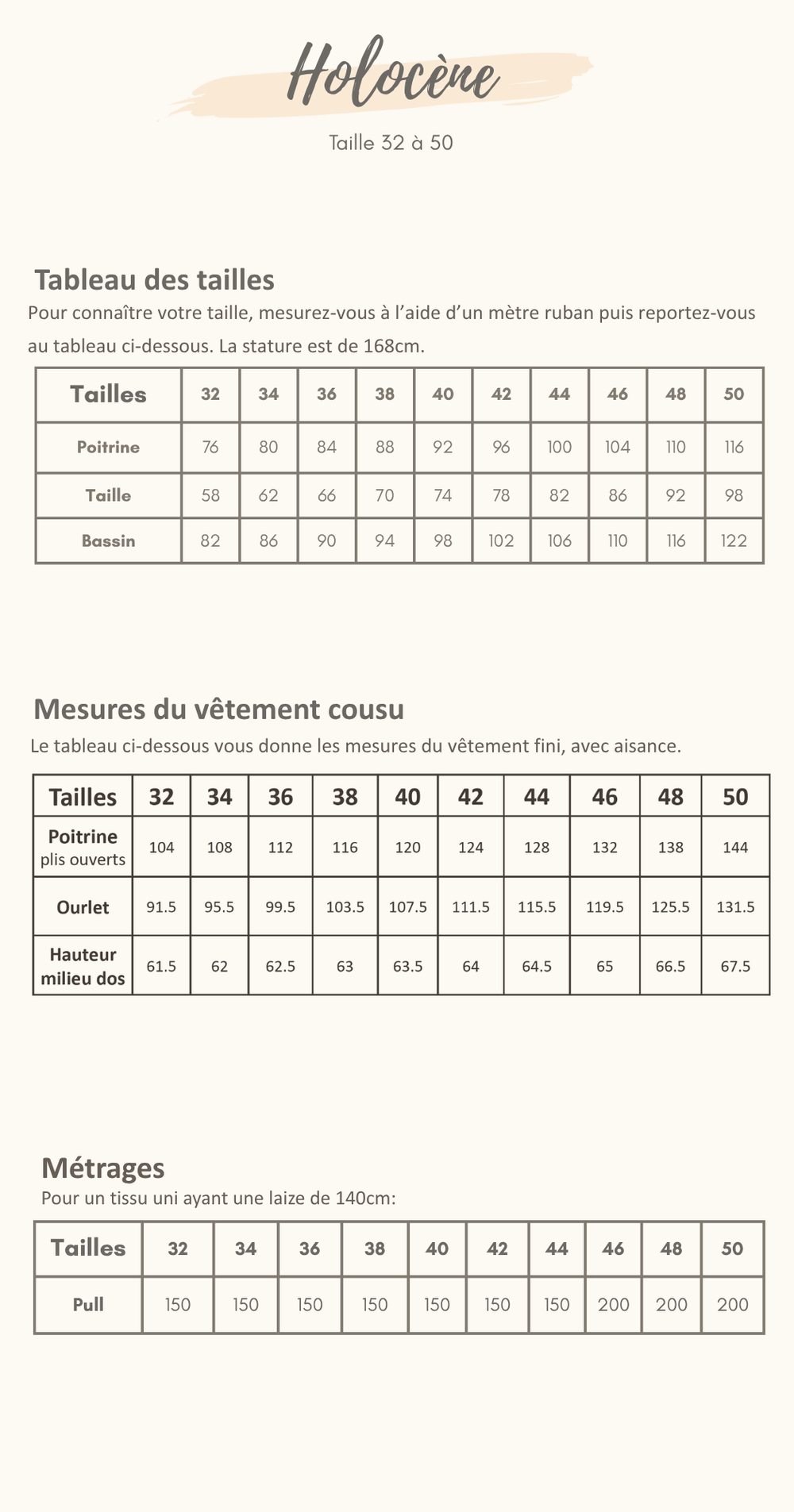 Guide des tailles