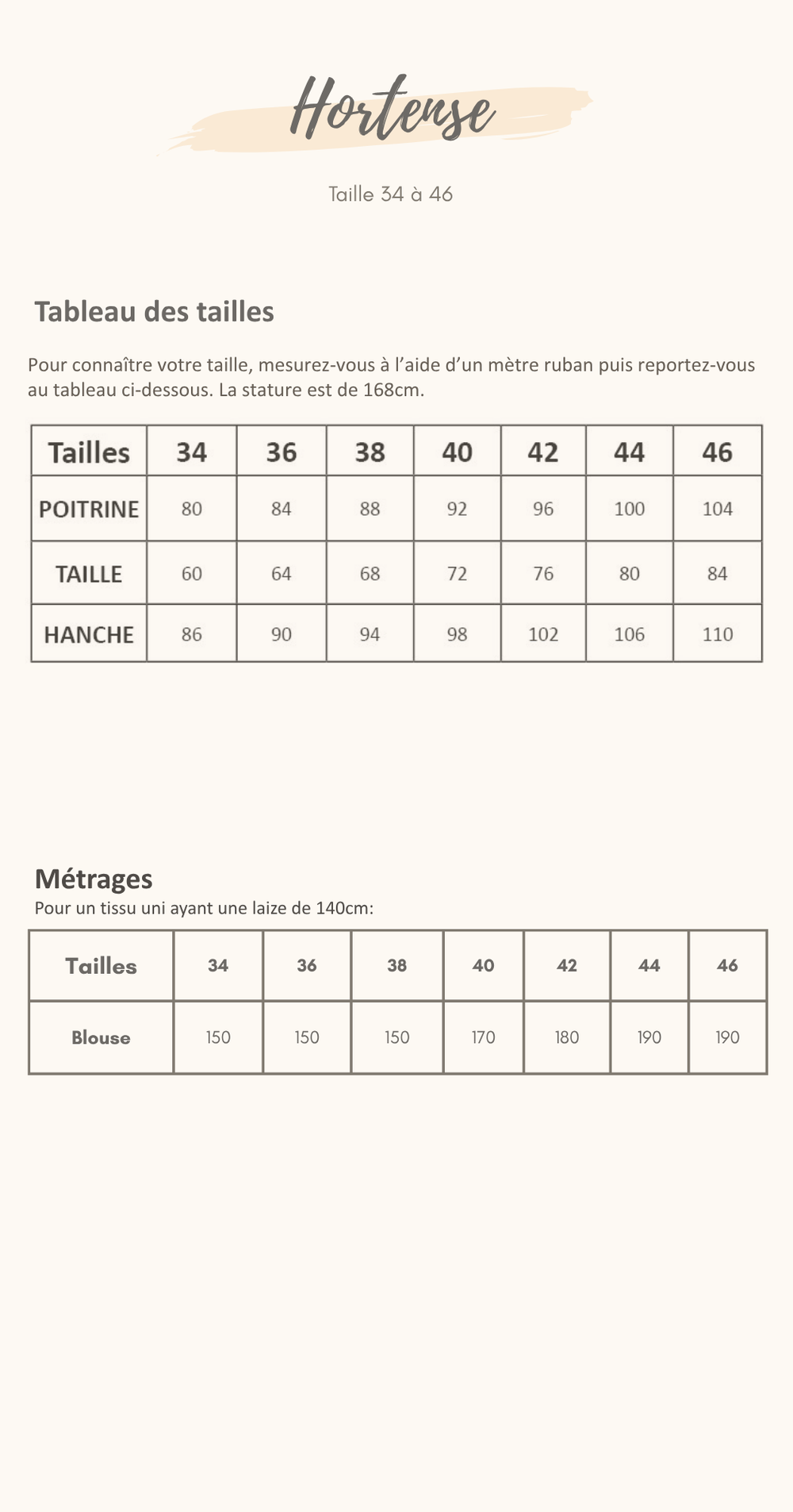 Guide des tailles