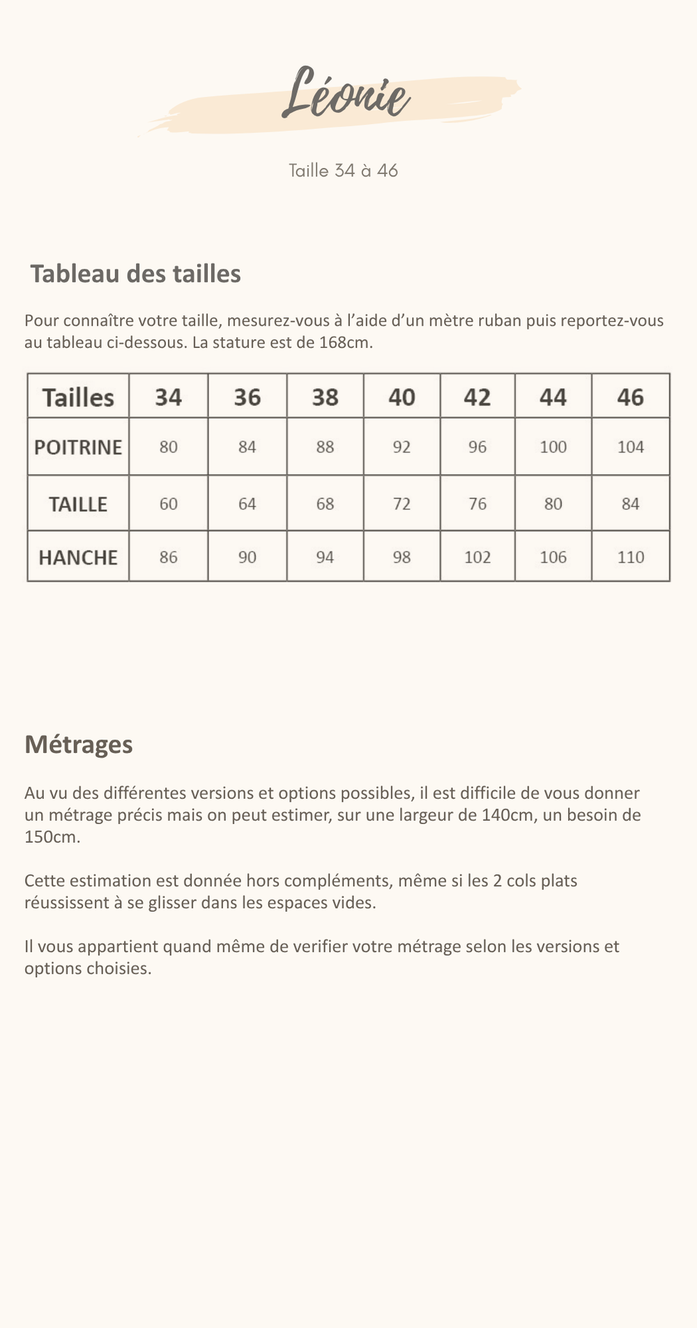 Guide des tailles
