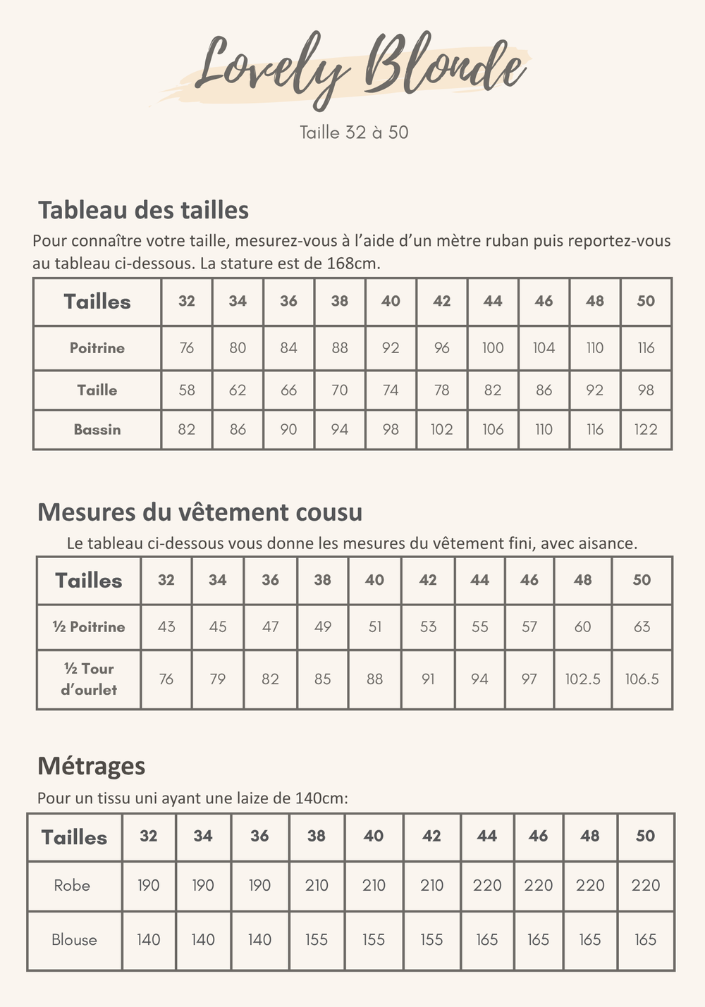 Guide des tailles
