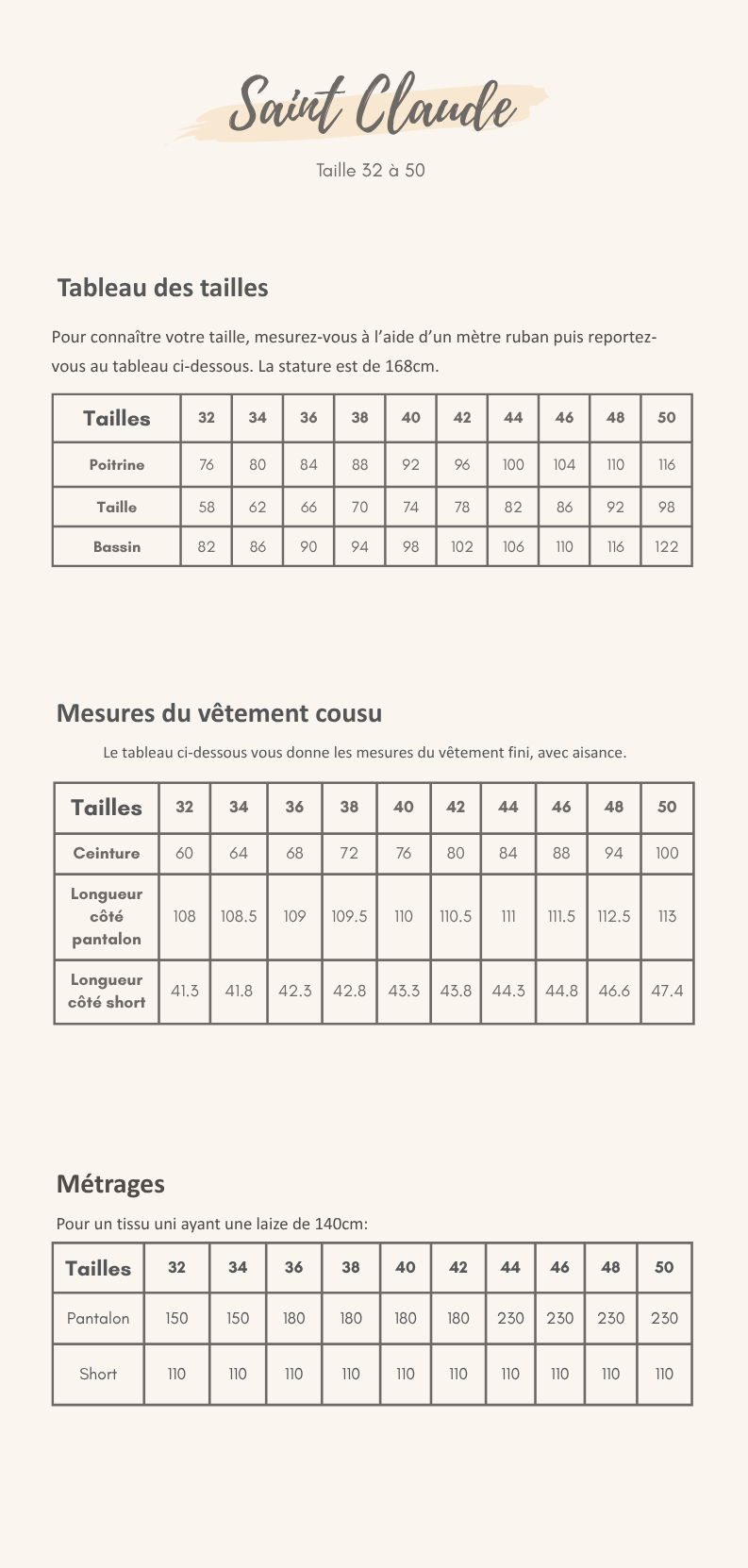 Guide des tailles
