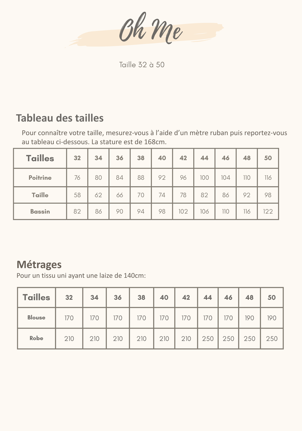 Guide des tailles