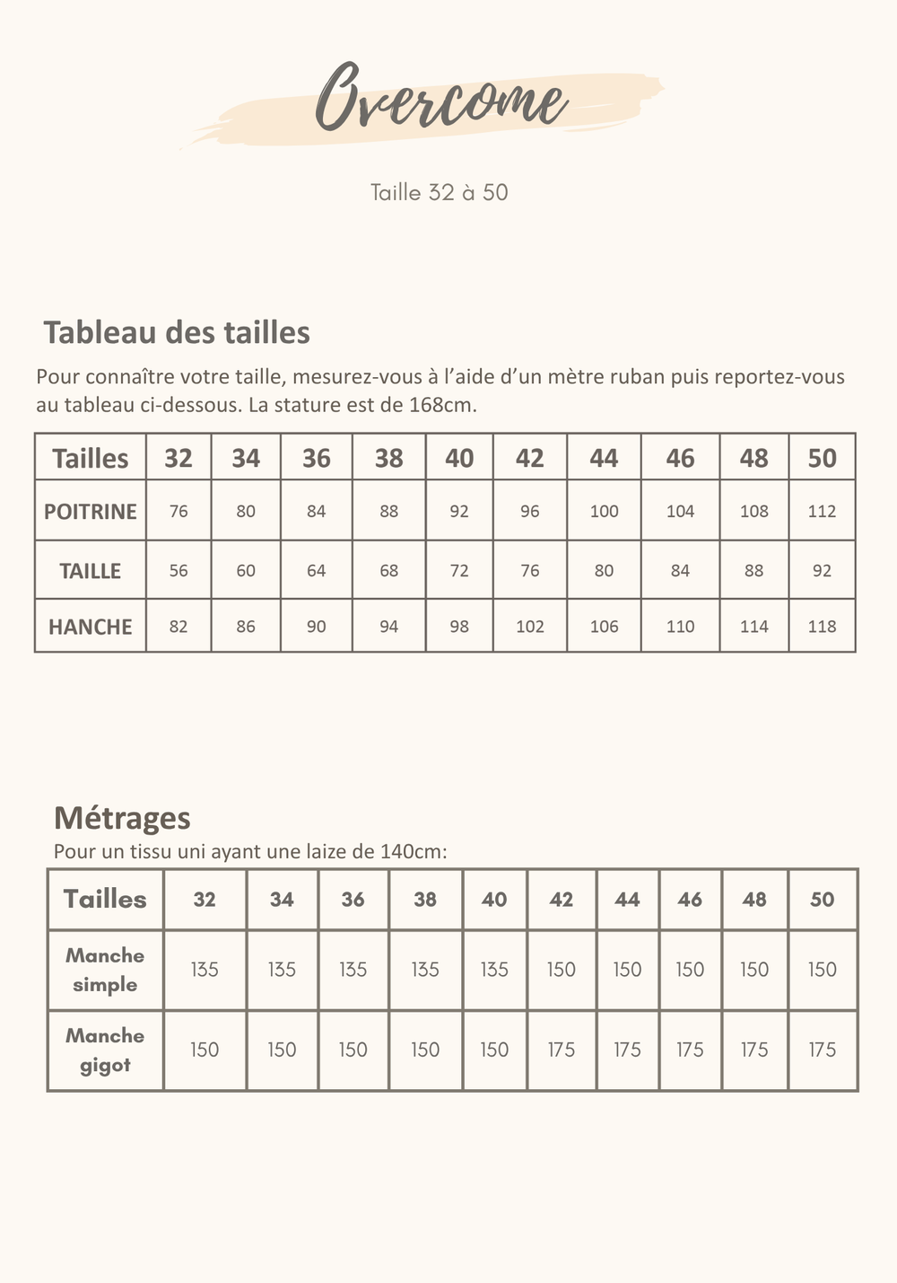 Guide des tailles
