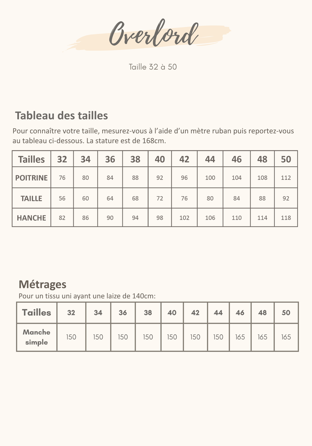 Guide des tailles