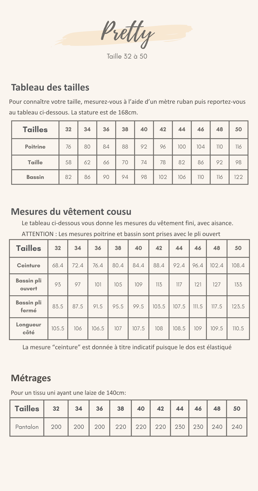 Guide des tailles