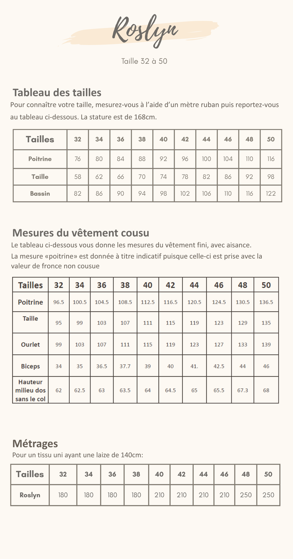 Guide des tailles