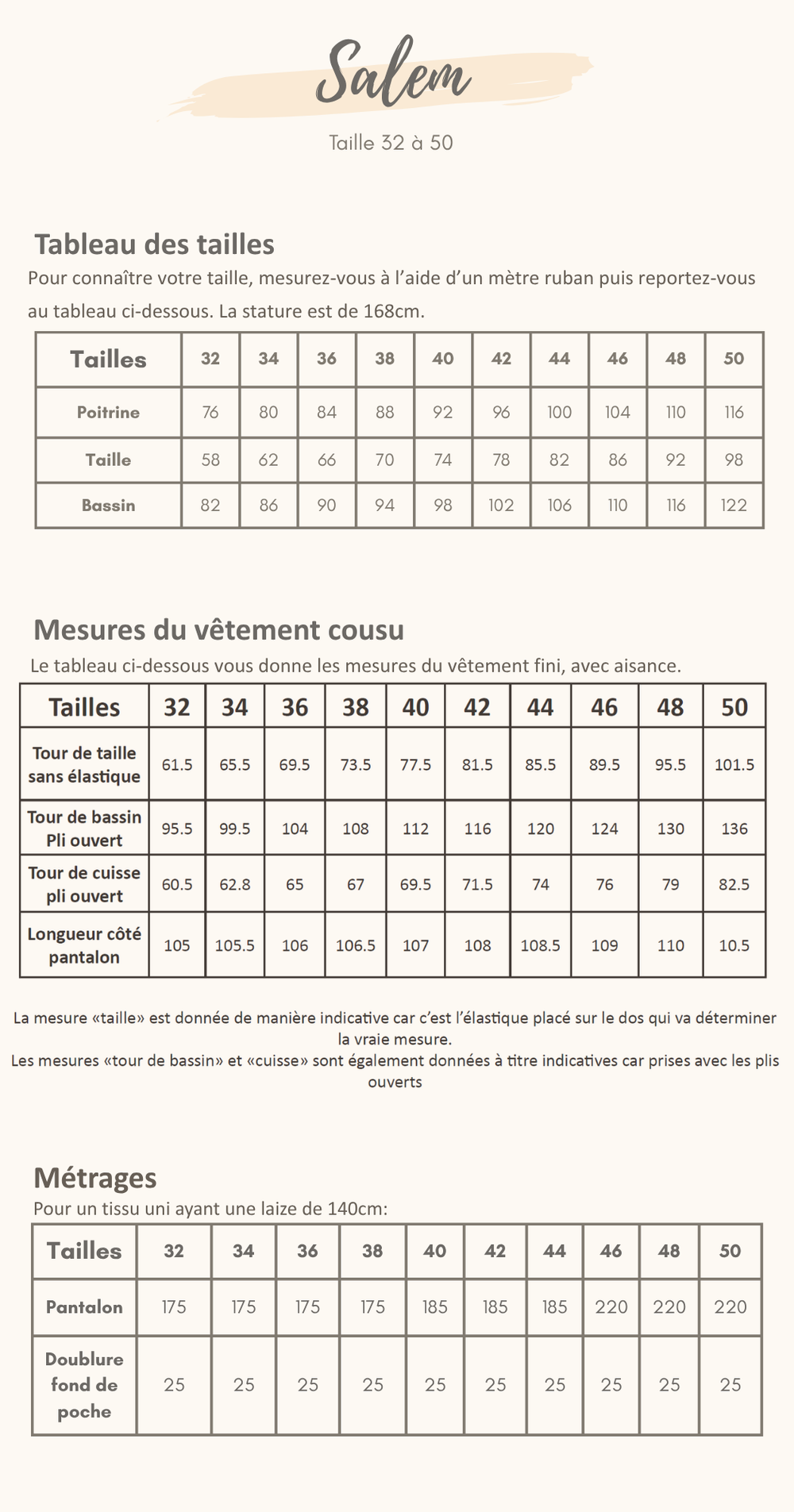 Guide des tailles
