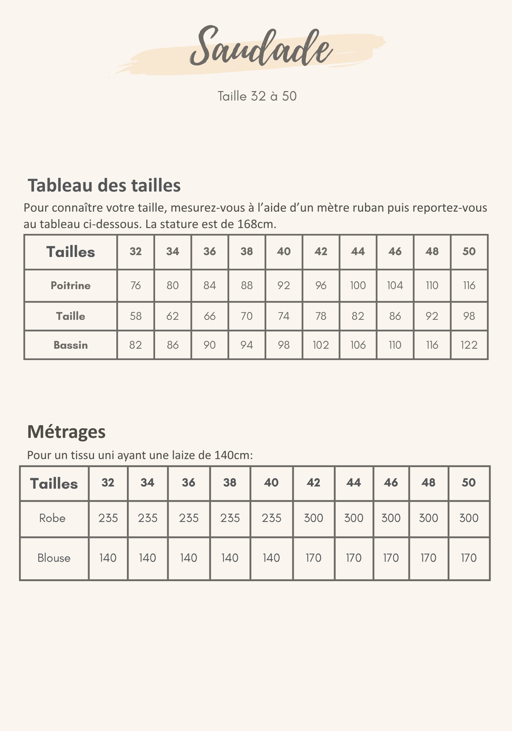 Guide des tailles