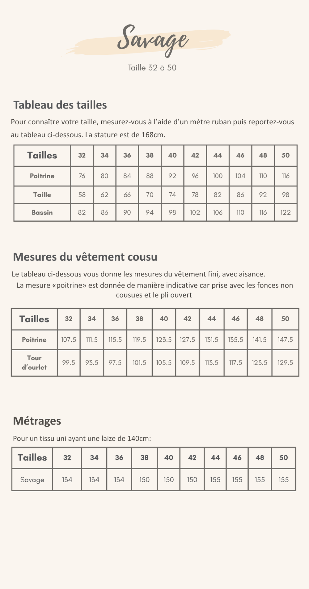 Guide des tailles