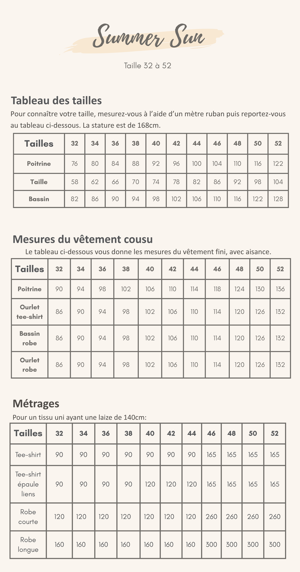 Guide des tailles