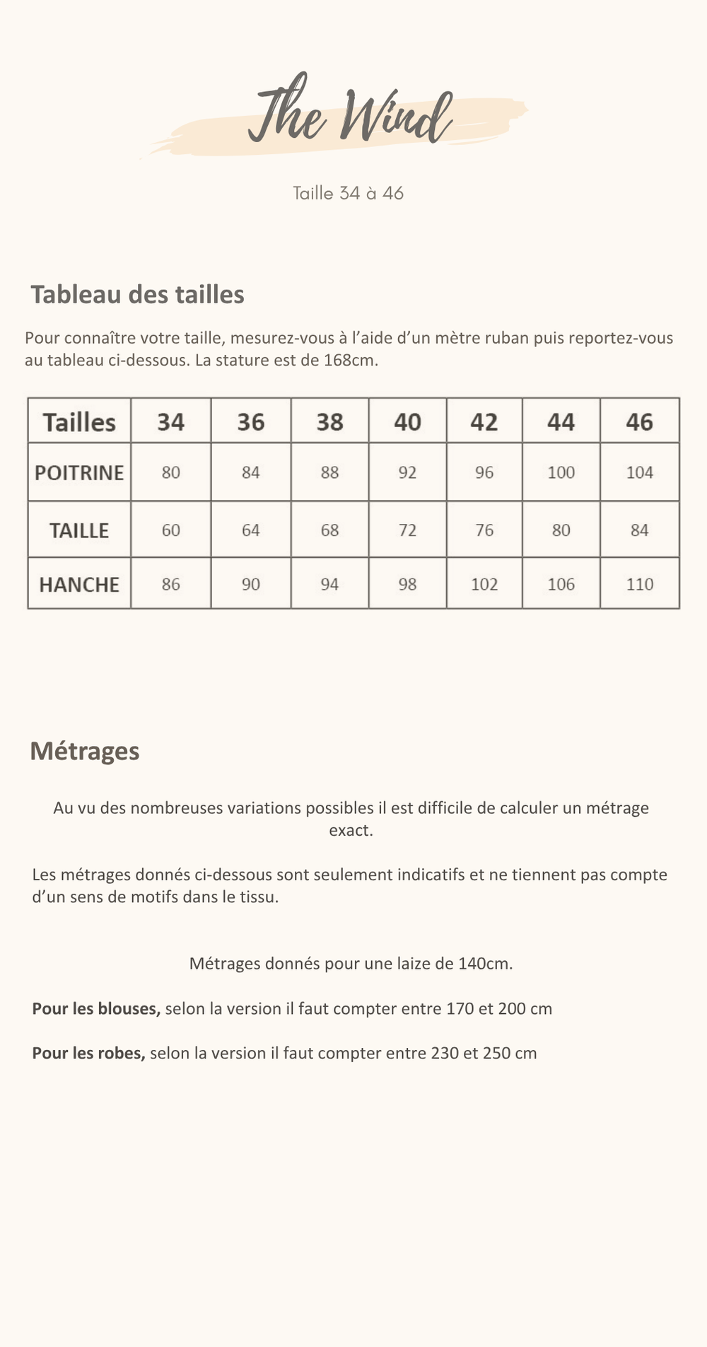Guide des tailles