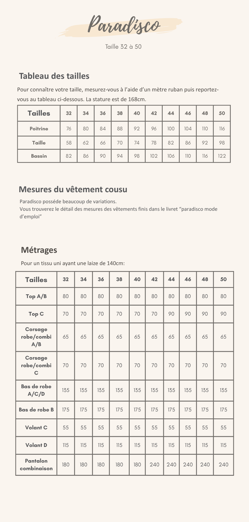 Guide des tailles